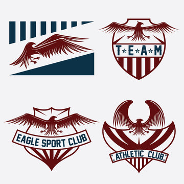 sport team crests set with eagles vector design template