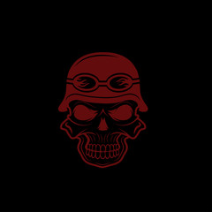 skull in helmet, biker theme vector design template