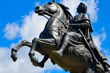 Fototapeta na wymiar Equestrian statue of Peter the Great