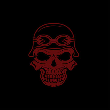 skull in helmet, biker theme vector design template