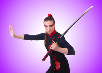 Woman in japanese martial art concept
