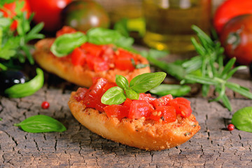 Italian bruschetta with tomatoes