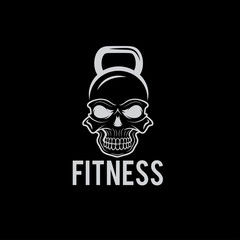 skull in the form of kettlebell fitness concept