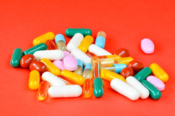 Medical background with pills ,close up