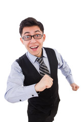 Young employee isolated on white