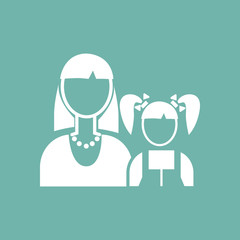 Girl with her mother icon