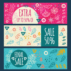 Naklejka premium Sale banner hand drawn
