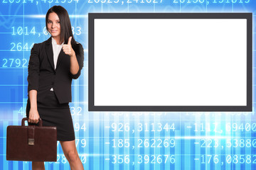 Business lady with suitcase