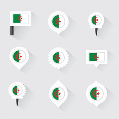 algeria flag and pins for infographic, and map design