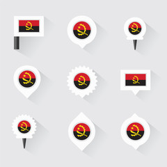 Angola flag and pins for infographic, and map design