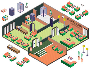illustration of info graphic interior  room concept in isometric graphic
