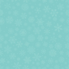 Blue Subtle Winter Snow Flakes Doodle Seamless Background