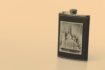 Stainless hip flask isolated on white background