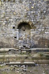 Baths of Faustina in the ancient city of Miletus. It is dated to the 2nd century AD. Faustina was the daughter of Roman Emperor Antoninus Pius and the wife of Emperor Marcus Aurelius