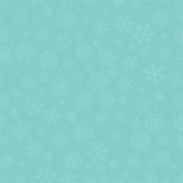 Blue Subtle Winter Snow Flakes Doodle Seamless Background