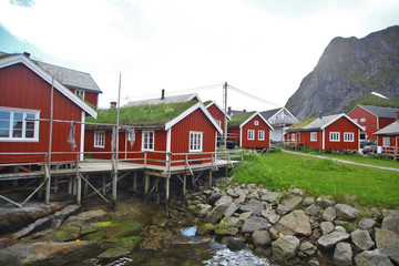 Fototapeta na wymiar Traditional houses in Lofoten, Norway