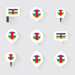 central african republic flag and pins for infographic, and map