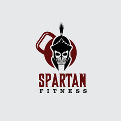 skull spartan warrior fitness vector design template
