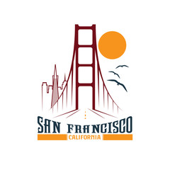 Naklejki  panoramę San Francisco wektor szablon projektu