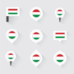 hungary flag and pins for infographic, and map design