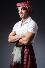 Man wearing traditional scottish clothing