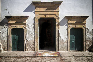 Fototapeta na wymiar Doors of Igreja Matriz Church, Historic Paraty, Rio de Janeiro, Brazil 