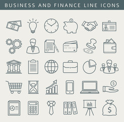 Business and finance line icons. Vector set.