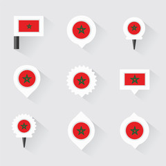 morocco flag and pins for infographic, and map design