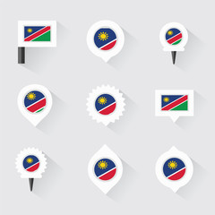 Namibia flag and pins for infographic, and map design