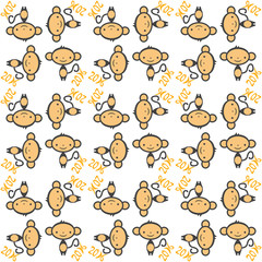 Seamless pattern with monkey over the white background. 2016 new year  symbol.