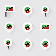 st kitts & nevis flag and pins for infographic, and map design