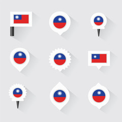 taiwan flag and pins for infographic, and map design