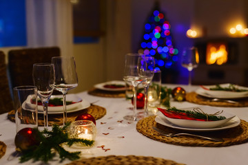 Obraz na płótnie Canvas Table setting for Christmas party