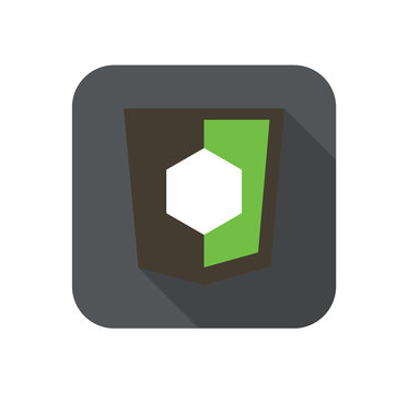 Vector icon web shield with shape symbol for node js framework -