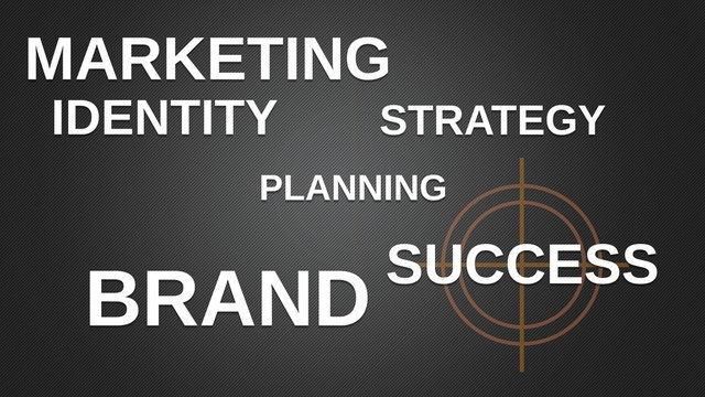 Branding and motivational words on a black background