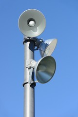 loudspeakers on a pole