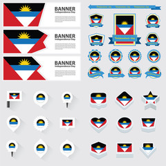 antigua and barbuda independence day, infographic, and label Set