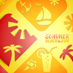 Abstract summer  illustration. Bright beach