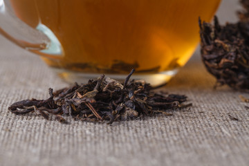 Chinese tea Puer, closeup