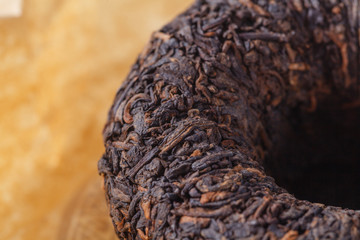 Chinese tea Puer, closeup