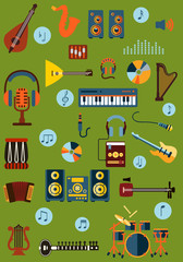 Musical flat instrument and device icons