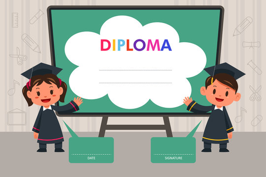 Children with Diploma Template