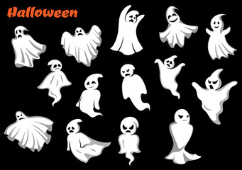 Flying Halloween monsters and ghosts