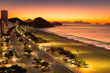 Papier Peint photo Copacabana, Rio de Janeiro, Brésil Copacabana Beach at dawn, in Rio de Janeiro, Brazil