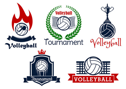 Volleyball sport game icons and symbols