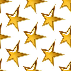 Seamless pattern with glossy golden stars