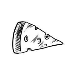 Sketch of cheese slice with holes