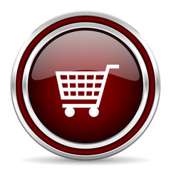 cart red glossy web icon