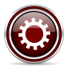 gear red glossy web icon