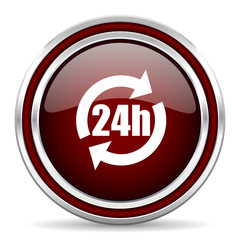 24h red glossy web icon